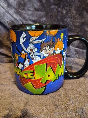 Space Jam Tune Squad Large 20 Oz Black Coffee Mug Cup Warner Bros Silver Buffalo